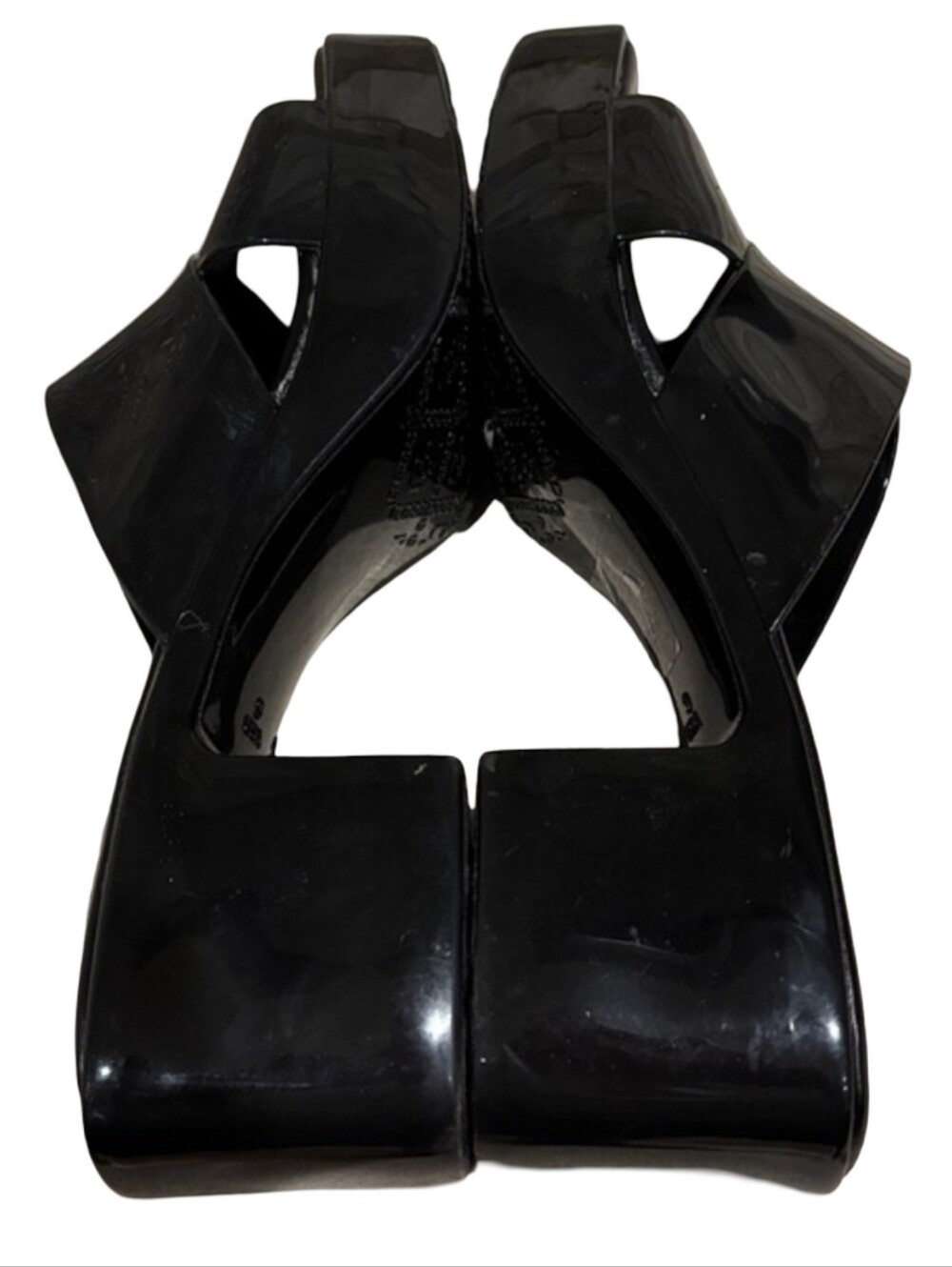 Jeffrey Campbell Bubblegum Platform Sandals in black shiny Size 8 NWOT - Picture 8 of 9